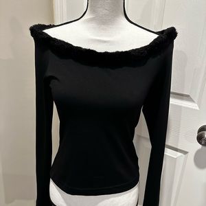 Xoxo top with fur around the neck